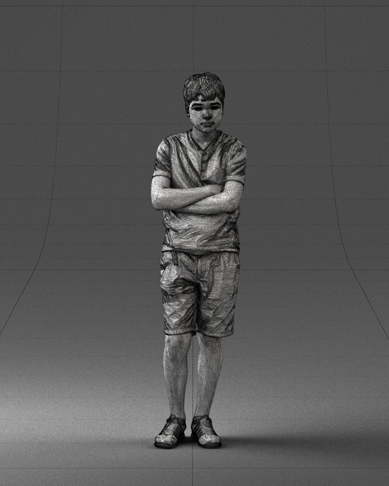Boy in shorts and t-shirt 0463 3D print ready 3D print model_2