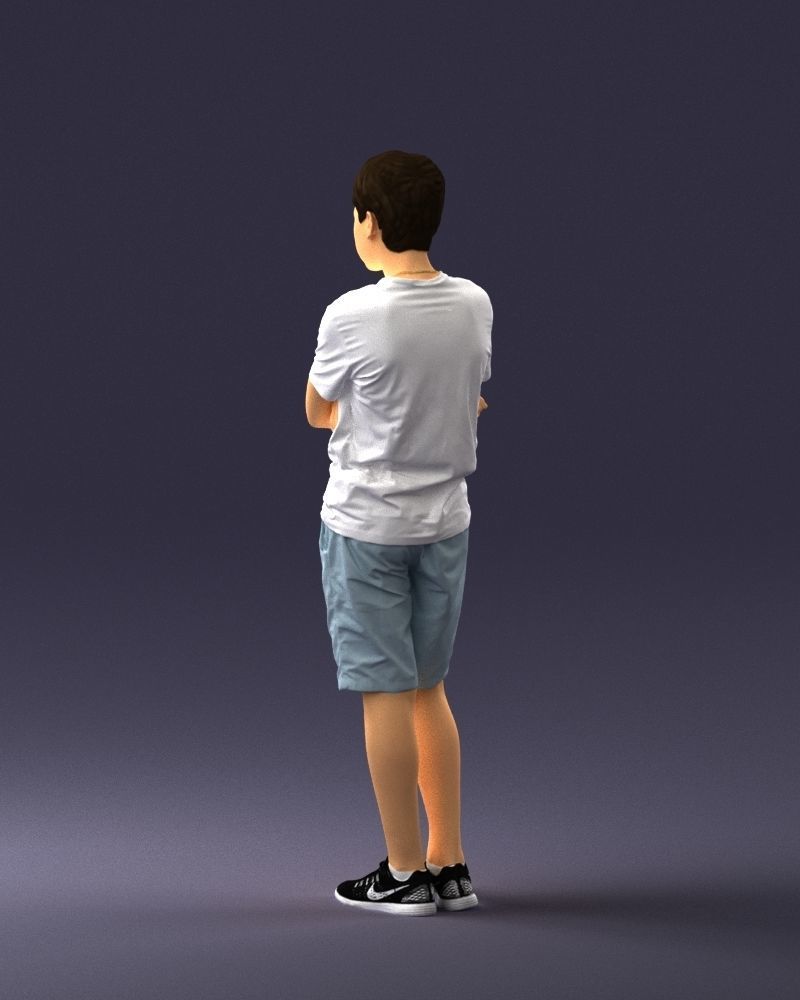 Boy in shorts and t-shirt 0463 3D print ready 3D print model_15