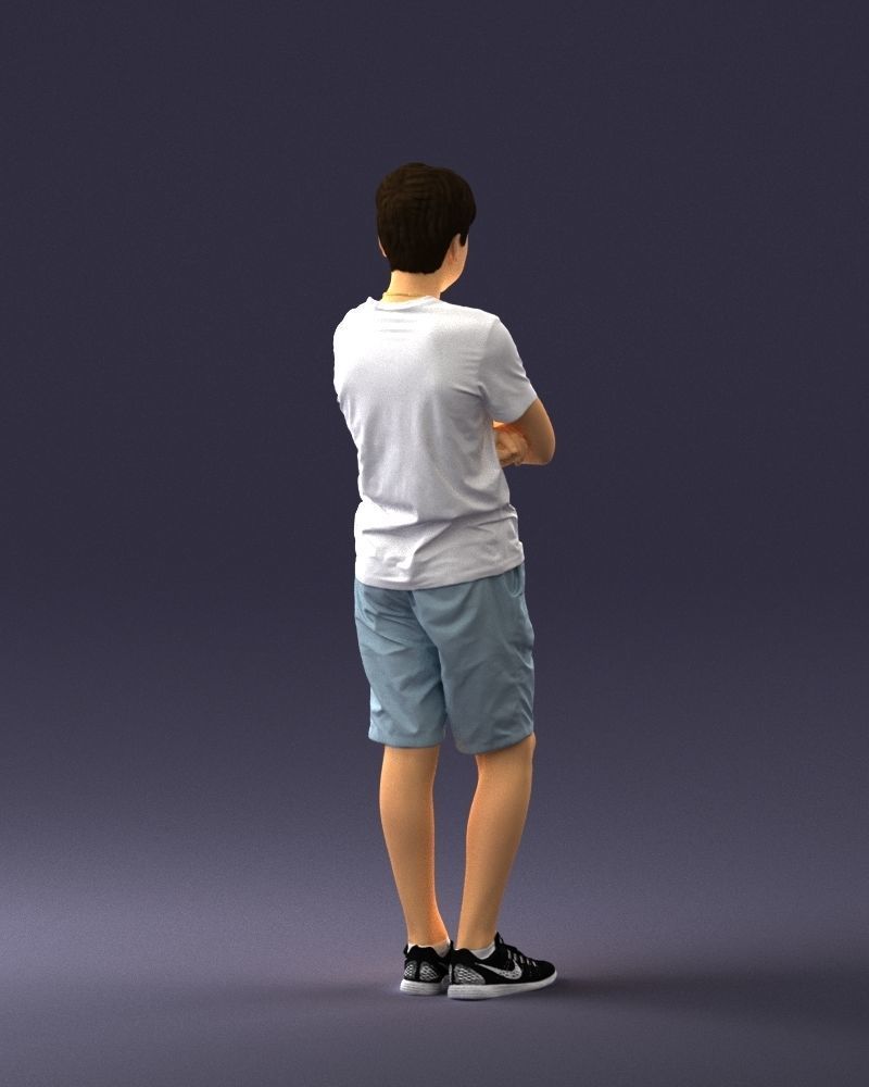 Boy in shorts and t-shirt 0463 3D print ready 3D print model_21