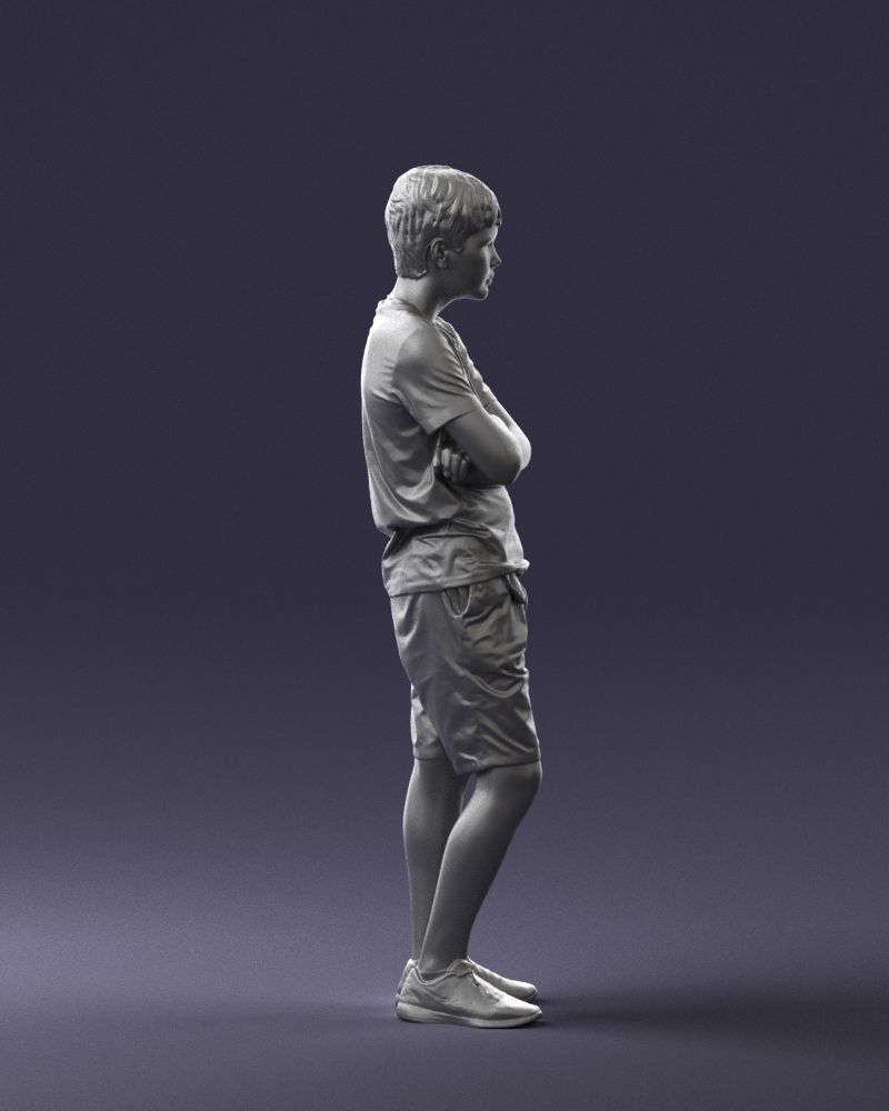 Boy in shorts and t-shirt 0463 3D print ready 3D print model_28