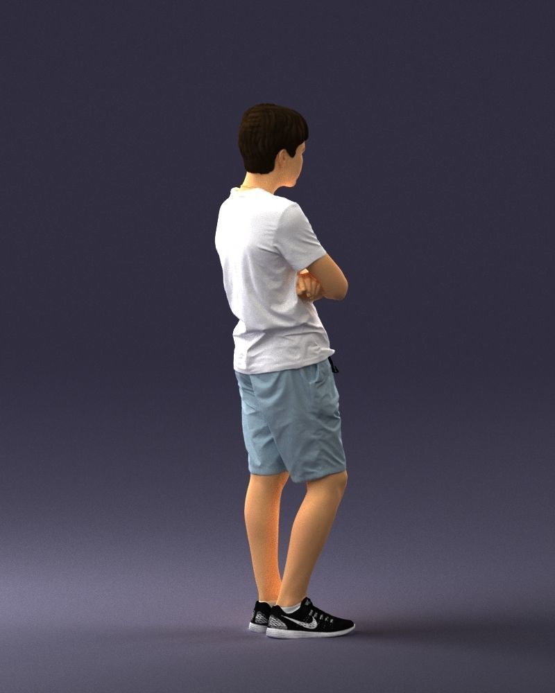Boy in shorts and t-shirt 0463 3D print ready 3D print model_24