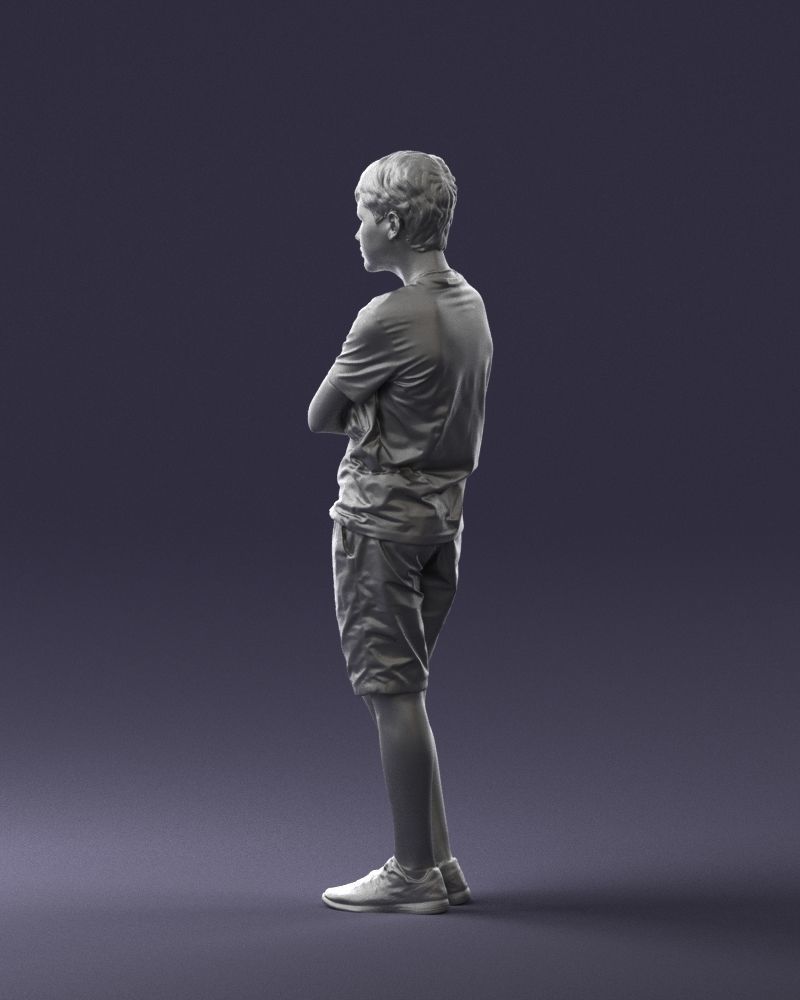 Boy in shorts and t-shirt 0463 3D print ready 3D print model_13