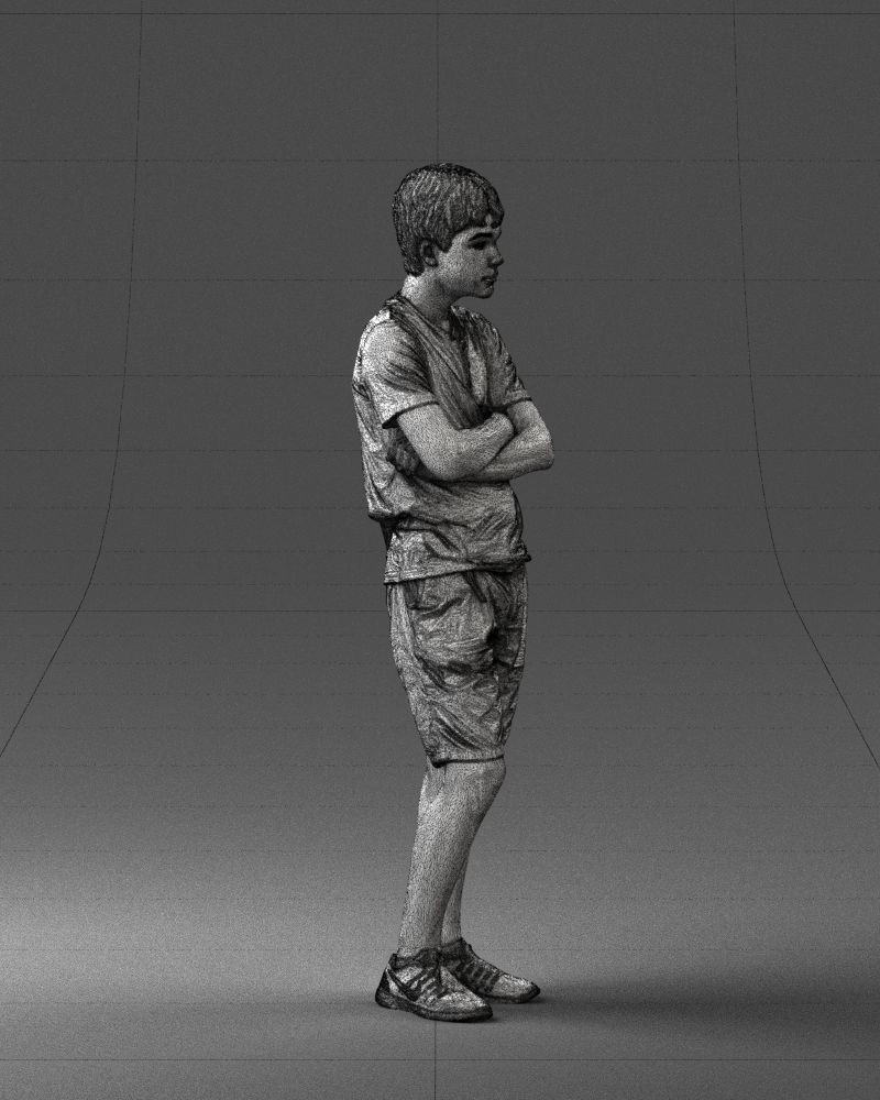 Boy in shorts and t-shirt 0463 3D print ready 3D print model_32