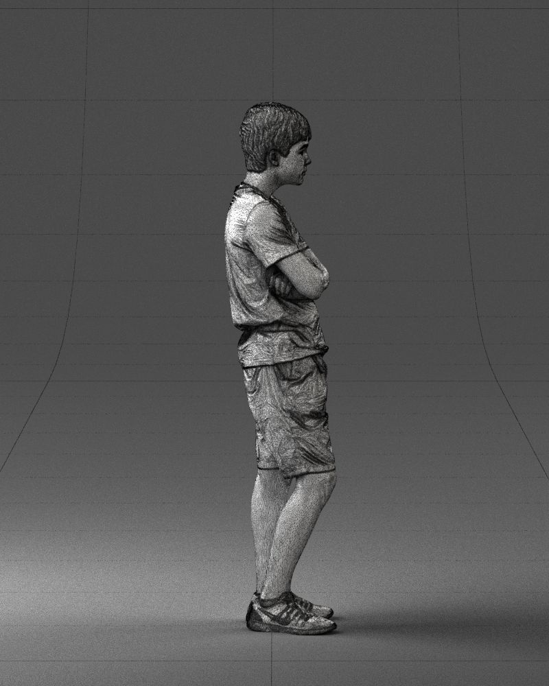 Boy in shorts and t-shirt 0463 3D print ready 3D print model_29