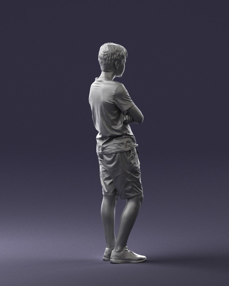 Boy in shorts and t-shirt 0463 3D print ready 3D print model_25