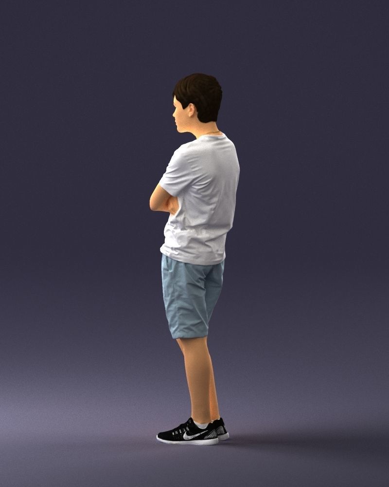 Boy in shorts and t-shirt 0463 3D print ready 3D print model_12