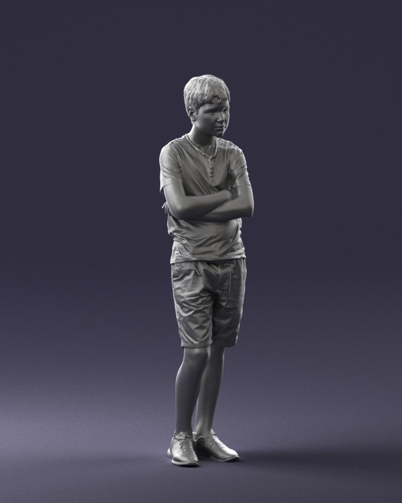 Boy in shorts and t-shirt 0463 3D print ready 3D print model_34