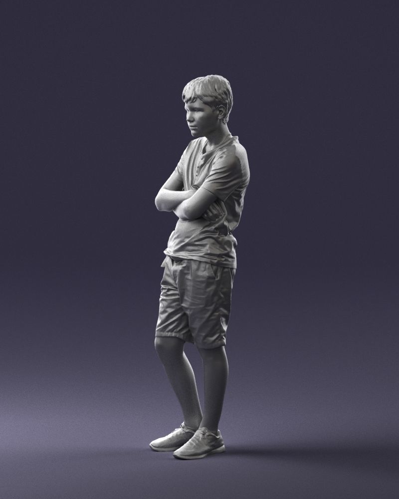 Boy in shorts and t-shirt 0463 3D print ready 3D print model_7
