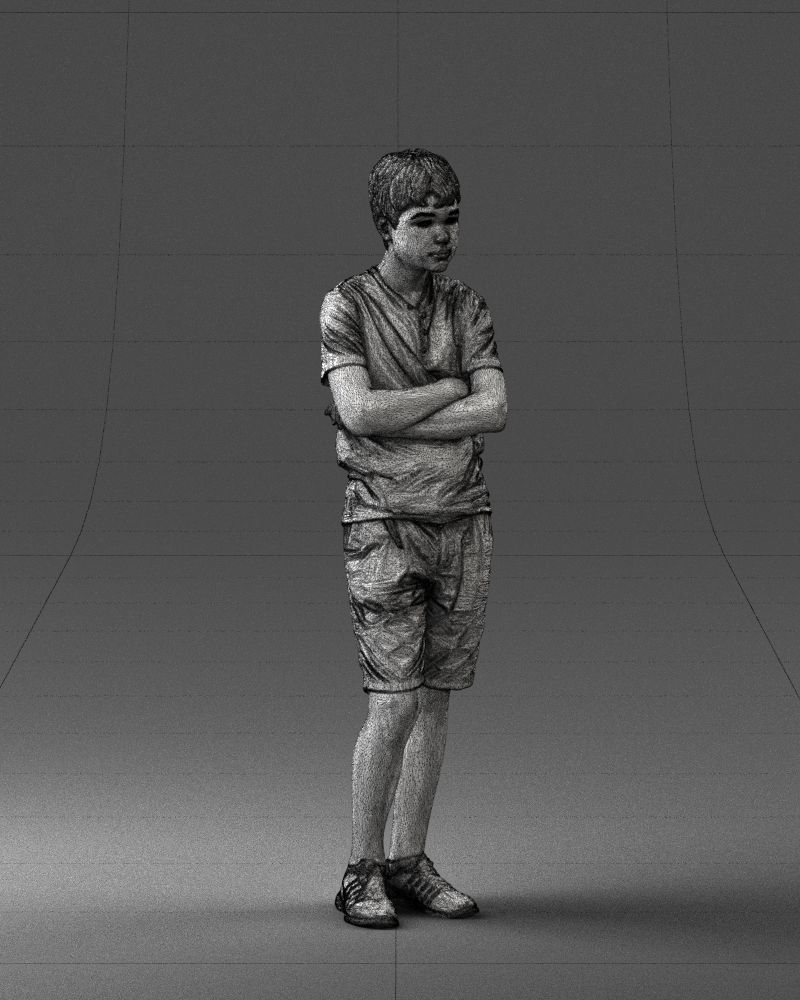 Boy in shorts and t-shirt 0463 3D print ready 3D print model_35
