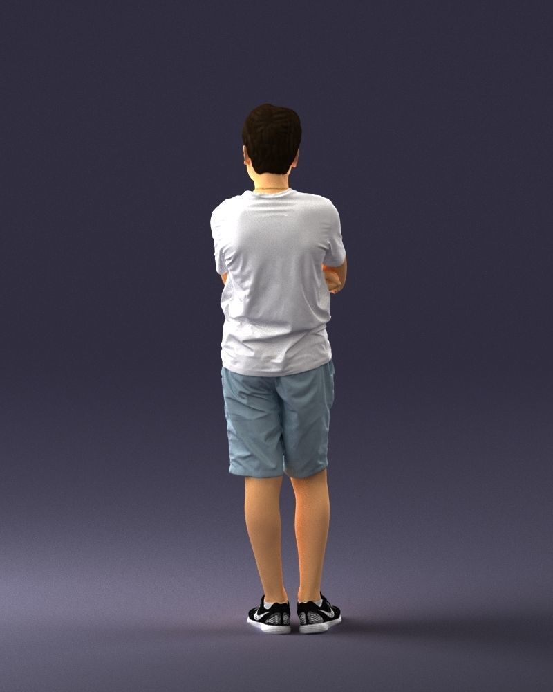 Boy in shorts and t-shirt 0463 3D print ready 3D print model_18