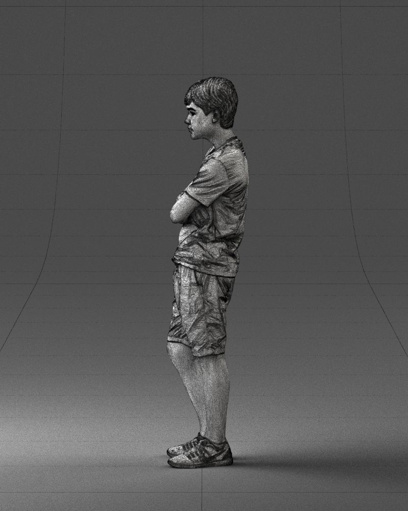 Boy in shorts and t-shirt 0463 3D print ready 3D print model_11