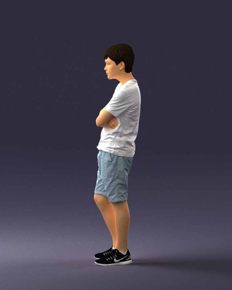 Boy in shorts and t-shirt 0463 3D print ready 3D print model_9