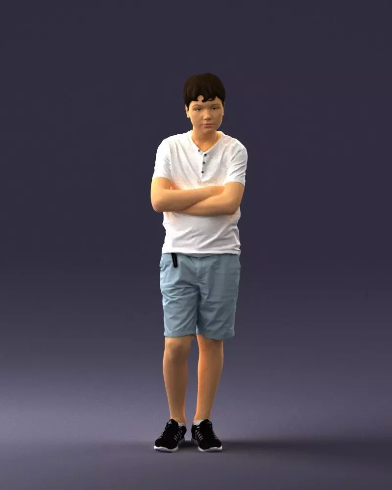Boy in shorts and t-shirt 0463 3D print ready 3D print model_0