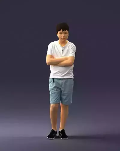 Boy in shorts and t-shirt 0463 3D print ready 3D print model