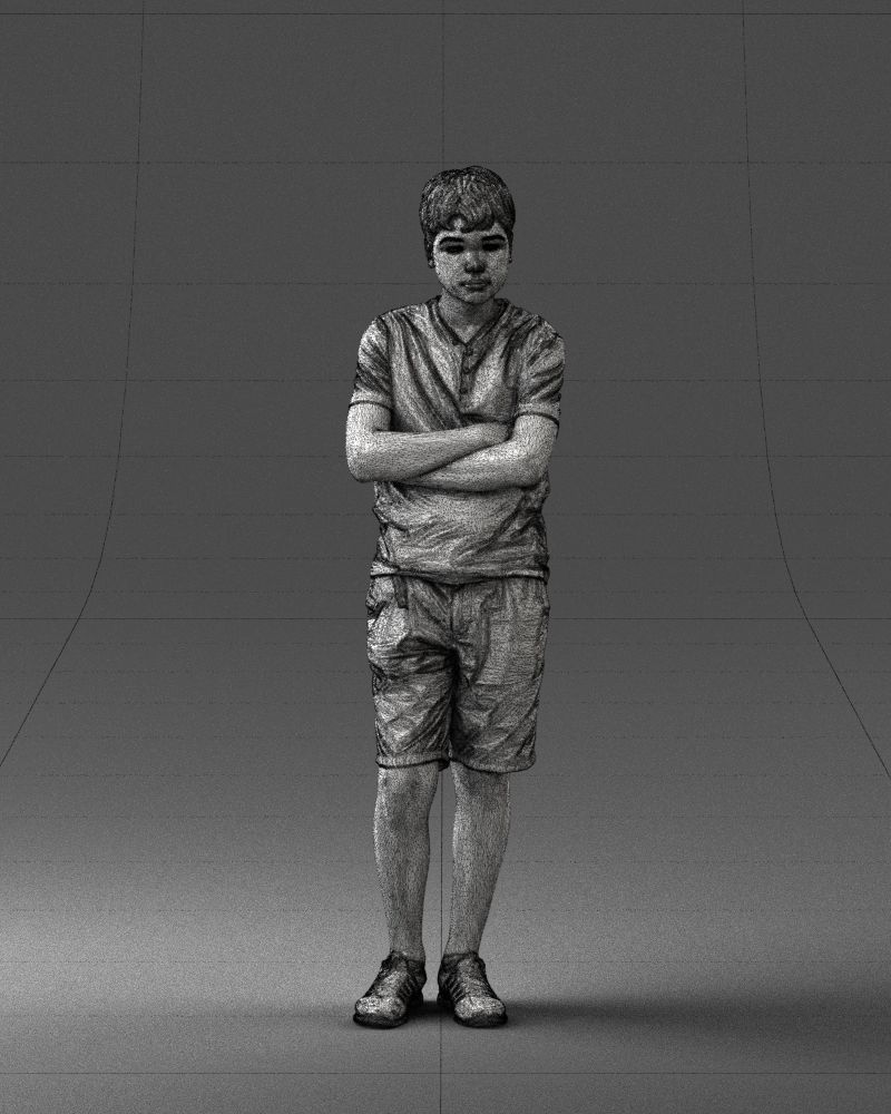Boy in shorts and t-shirt 0463 3D print ready 3D print model_38