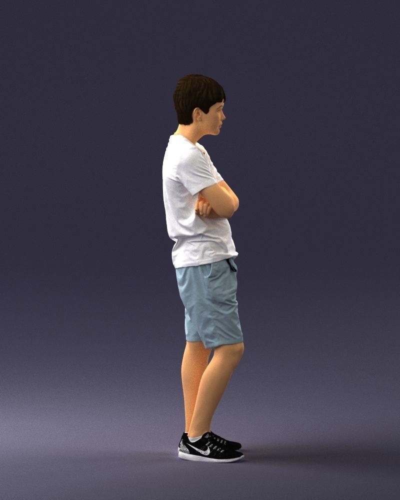 Boy in shorts and t-shirt 0463 3D print ready 3D print model_27