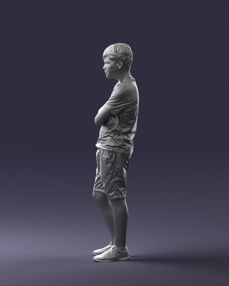 Boy in shorts and t-shirt 0463 3D print ready 3D print model_10