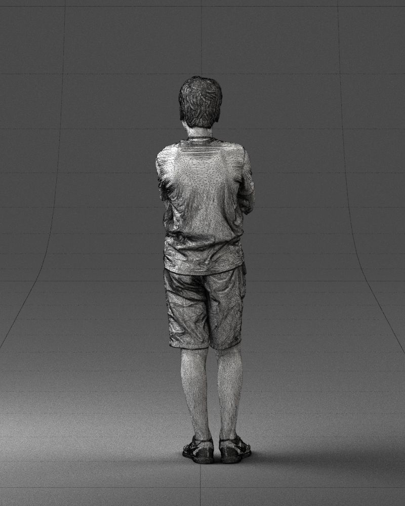 Boy in shorts and t-shirt 0463 3D print ready 3D print model_20