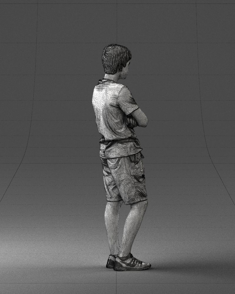 Boy in shorts and t-shirt 0463 3D print ready 3D print model_26