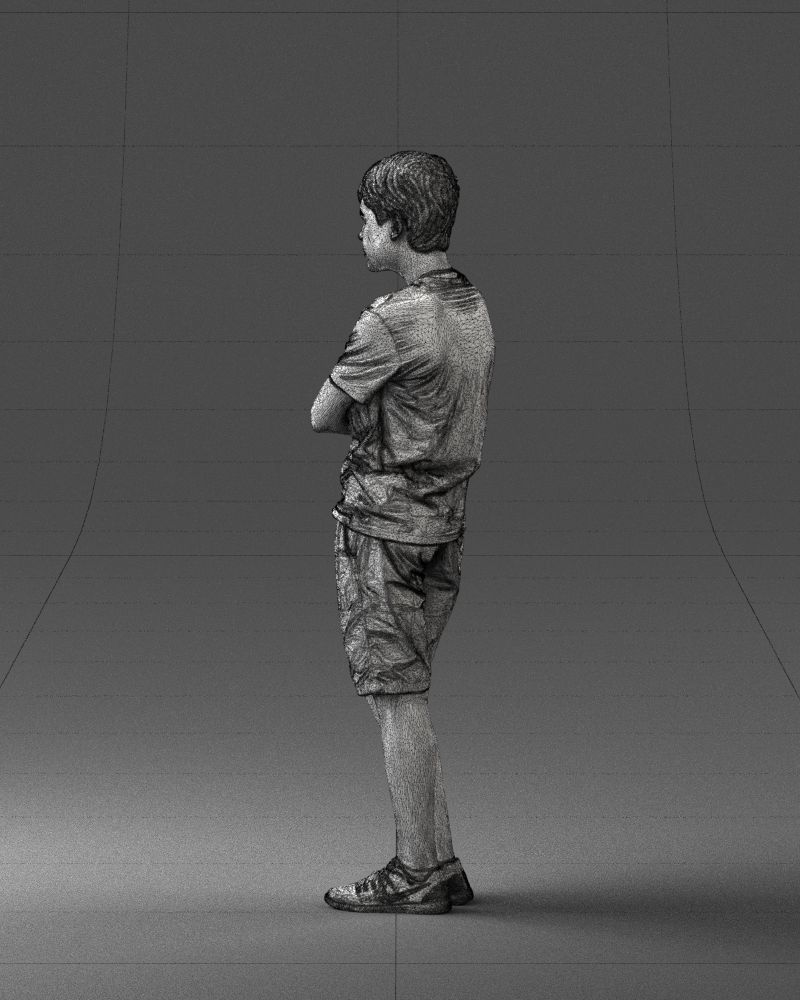 Boy in shorts and t-shirt 0463 3D print ready 3D print model_14