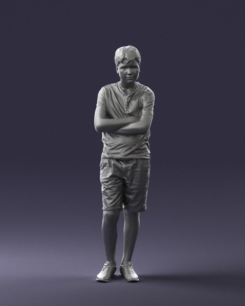 Boy in shorts and t-shirt 0463 3D print ready 3D print model_1