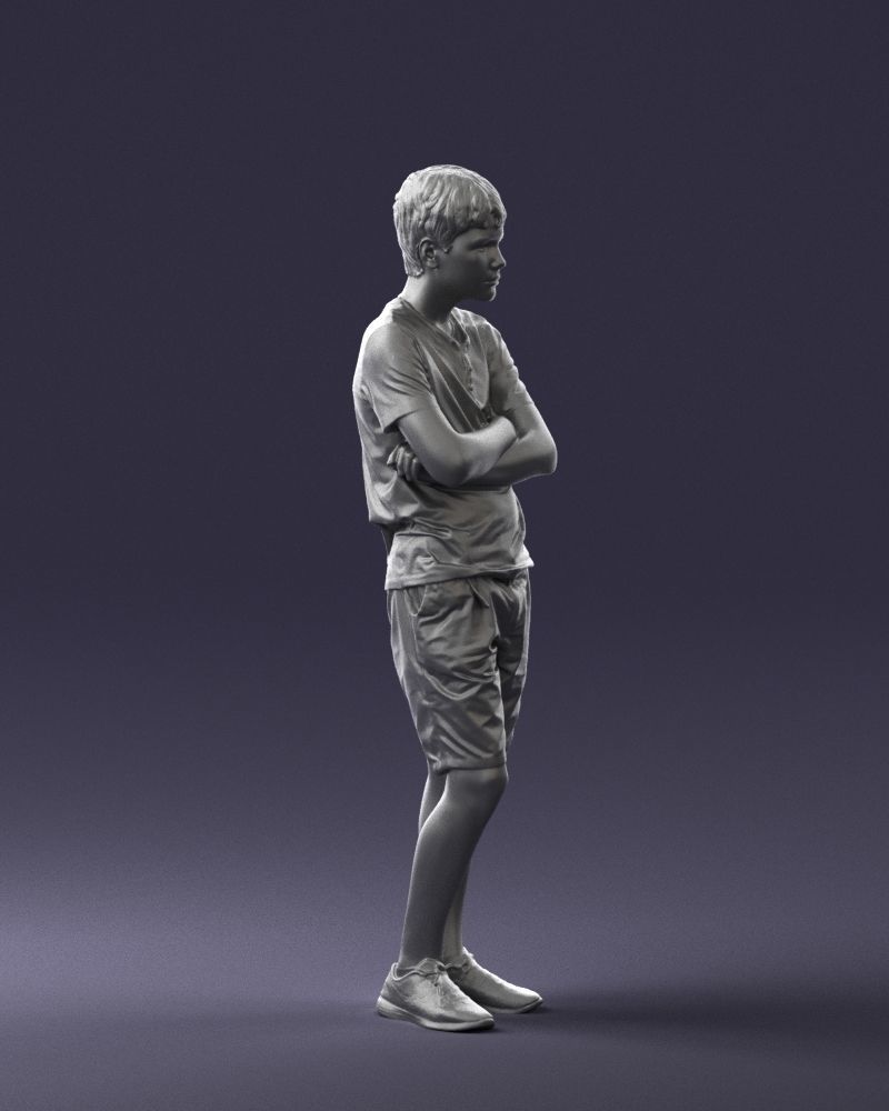 Boy in shorts and t-shirt 0463 3D print ready 3D print model_31