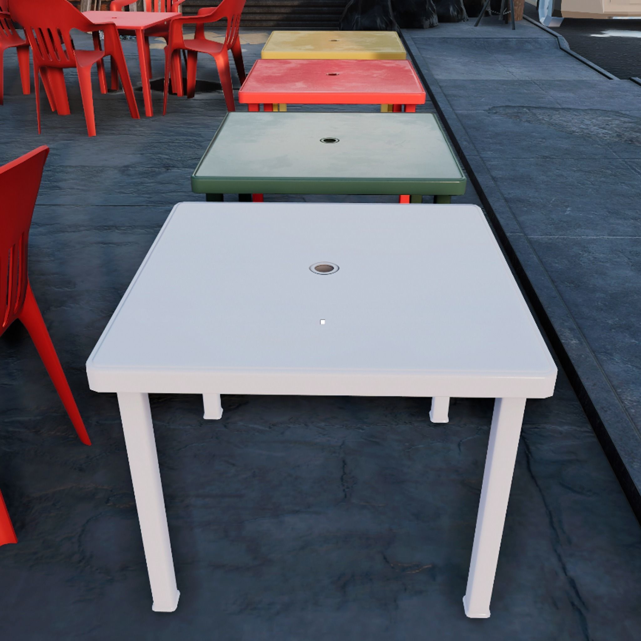 Plastic Table Square Garden VR AR Low Poly Game Ready 4 in 1 Low-poly 3D model_18