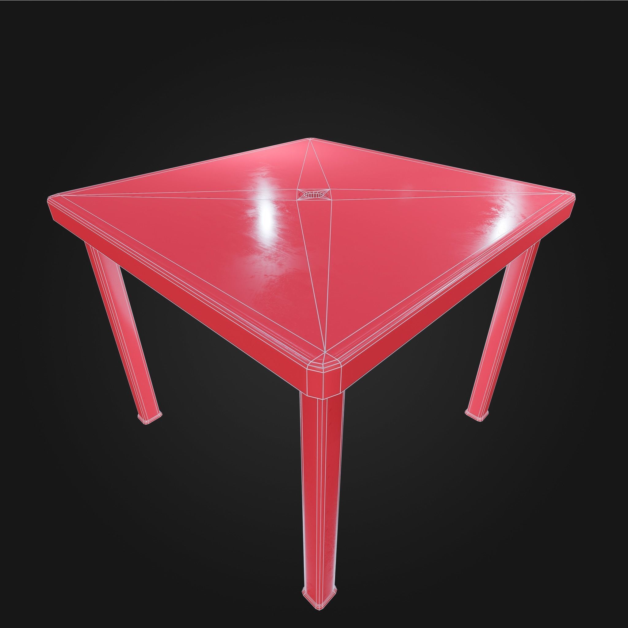 Plastic Table Square Garden VR AR Low Poly Game Ready 4 in 1 Low-poly 3D model_10