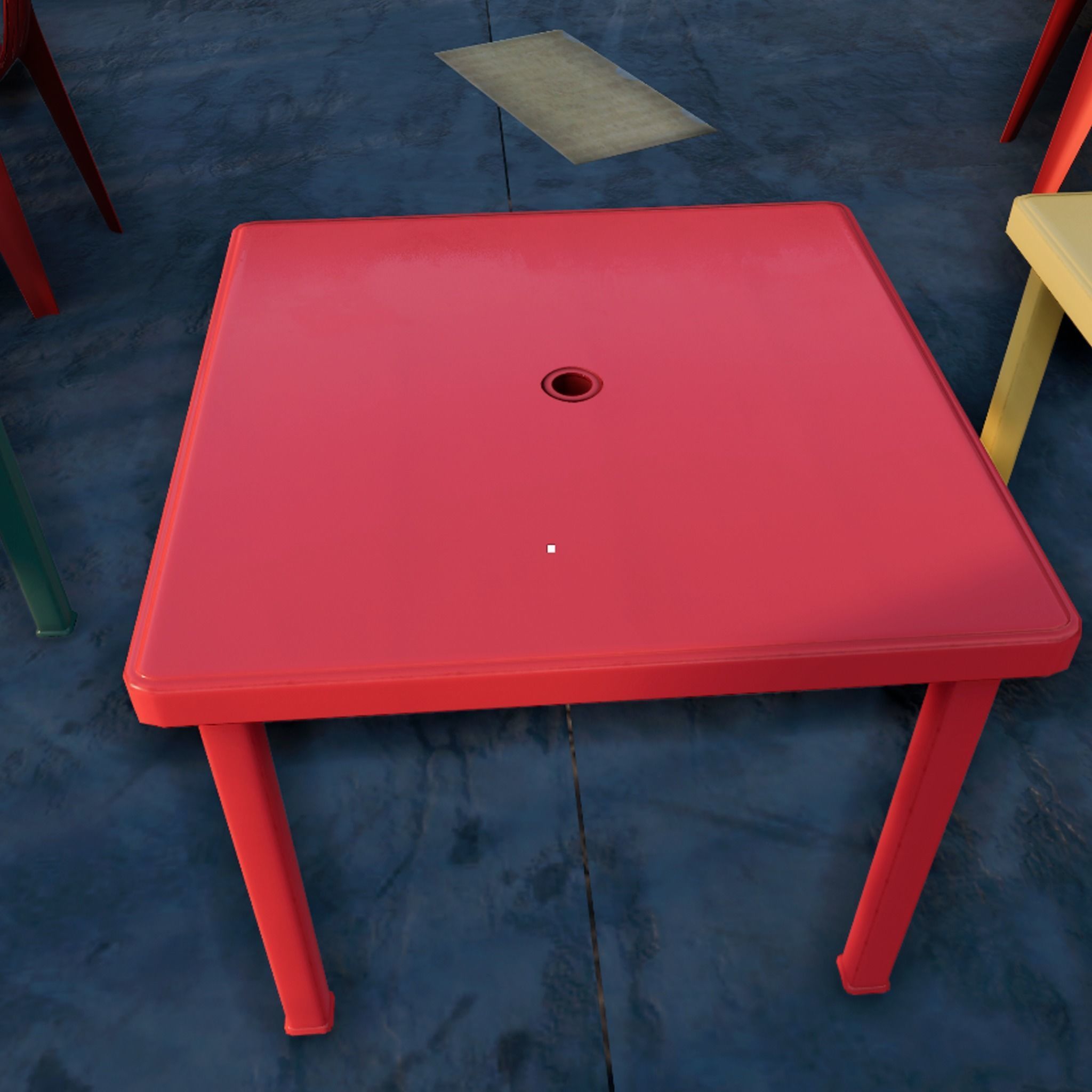 Plastic Table Square Garden VR AR Low Poly Game Ready 4 in 1 Low-poly 3D model_17