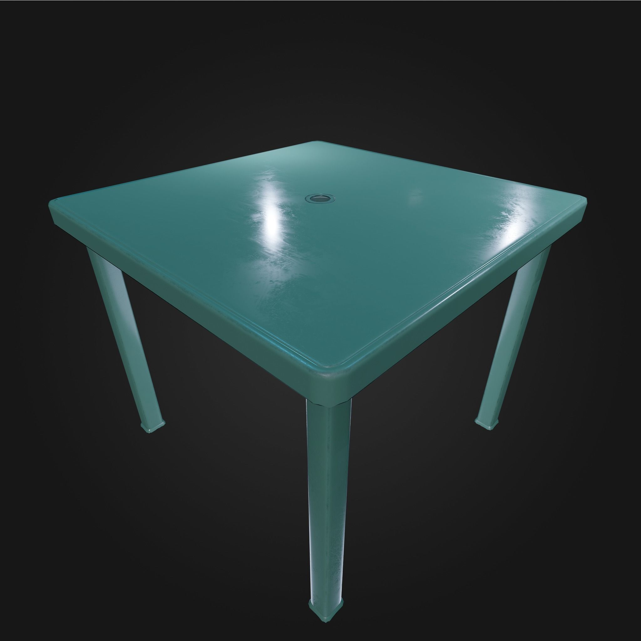 Plastic Table Square Garden VR AR Low Poly Game Ready 4 in 1 Low-poly 3D model_5