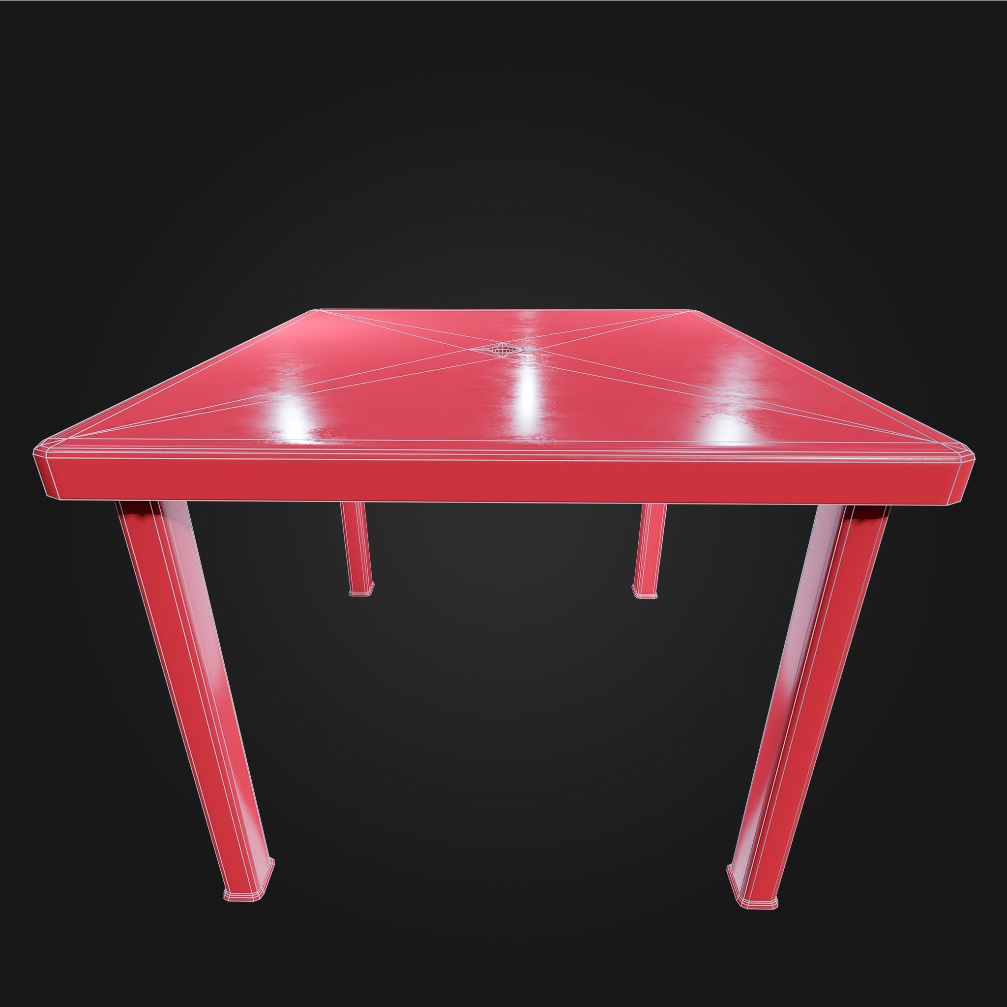 Plastic Table Square Garden VR AR Low Poly Game Ready 4 in 1 Low-poly 3D model_11