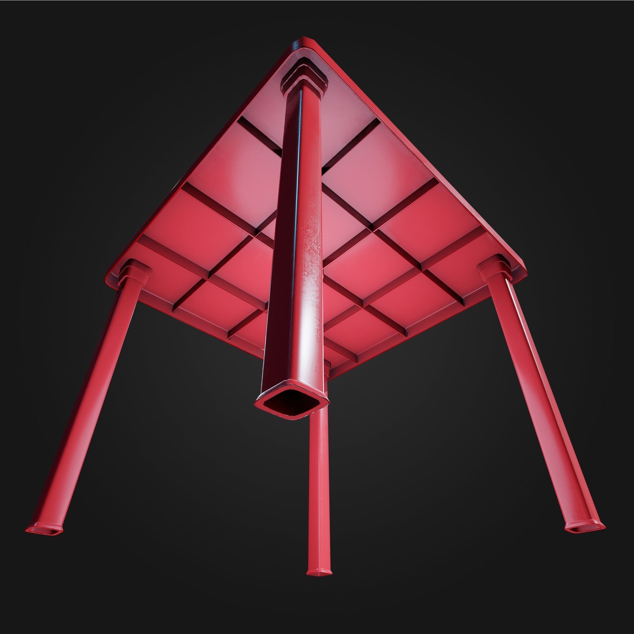 Plastic Table Square Garden VR AR Low Poly Game Ready 4 in 1 Low-poly 3D model_9