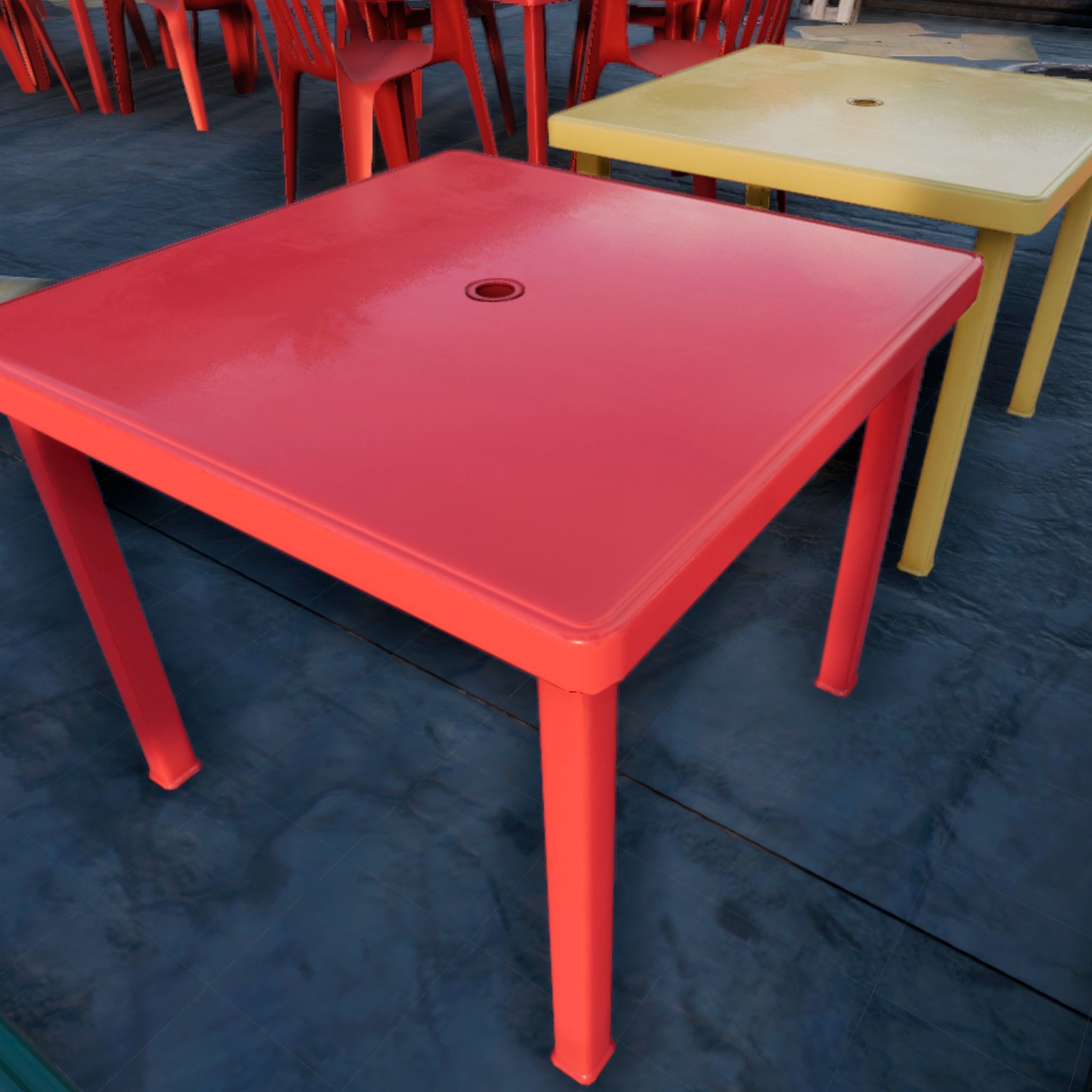 Plastic Table Square Garden VR AR Low Poly Game Ready 4 in 1 Low-poly 3D model_20