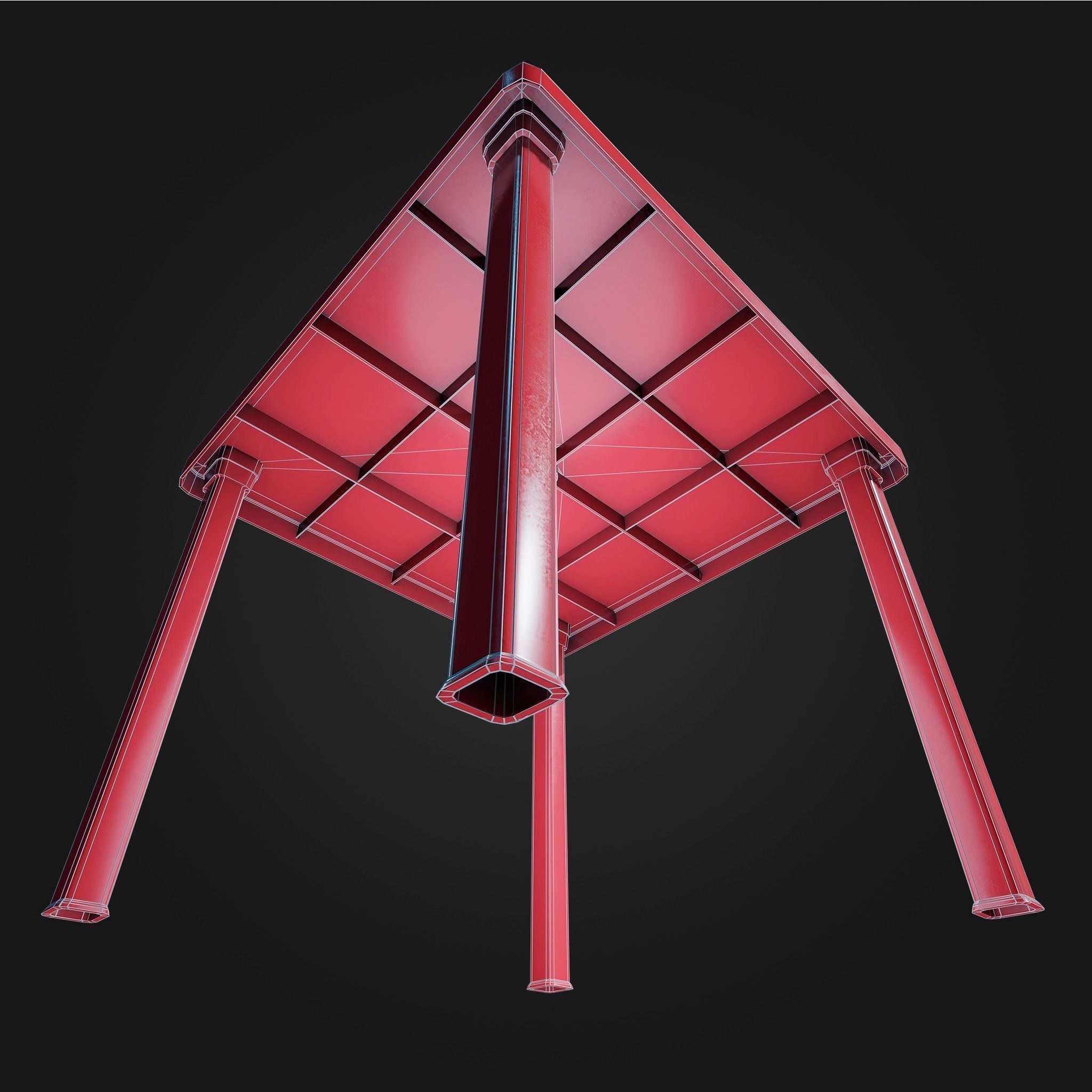 Plastic Table Square Garden VR AR Low Poly Game Ready 4 in 1 Low-poly 3D model_12