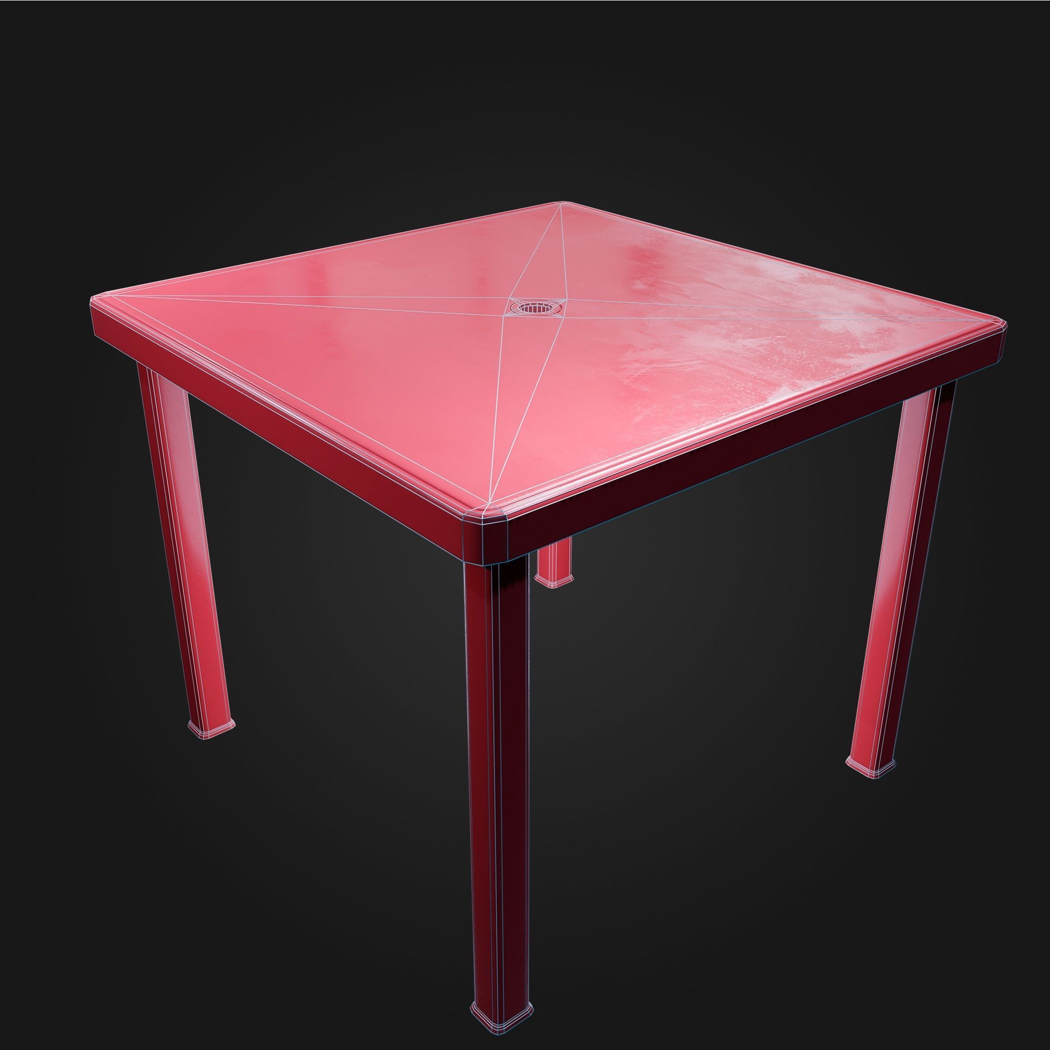 Plastic Table Square Garden VR AR Low Poly Game Ready 4 in 1 Low-poly 3D model_14