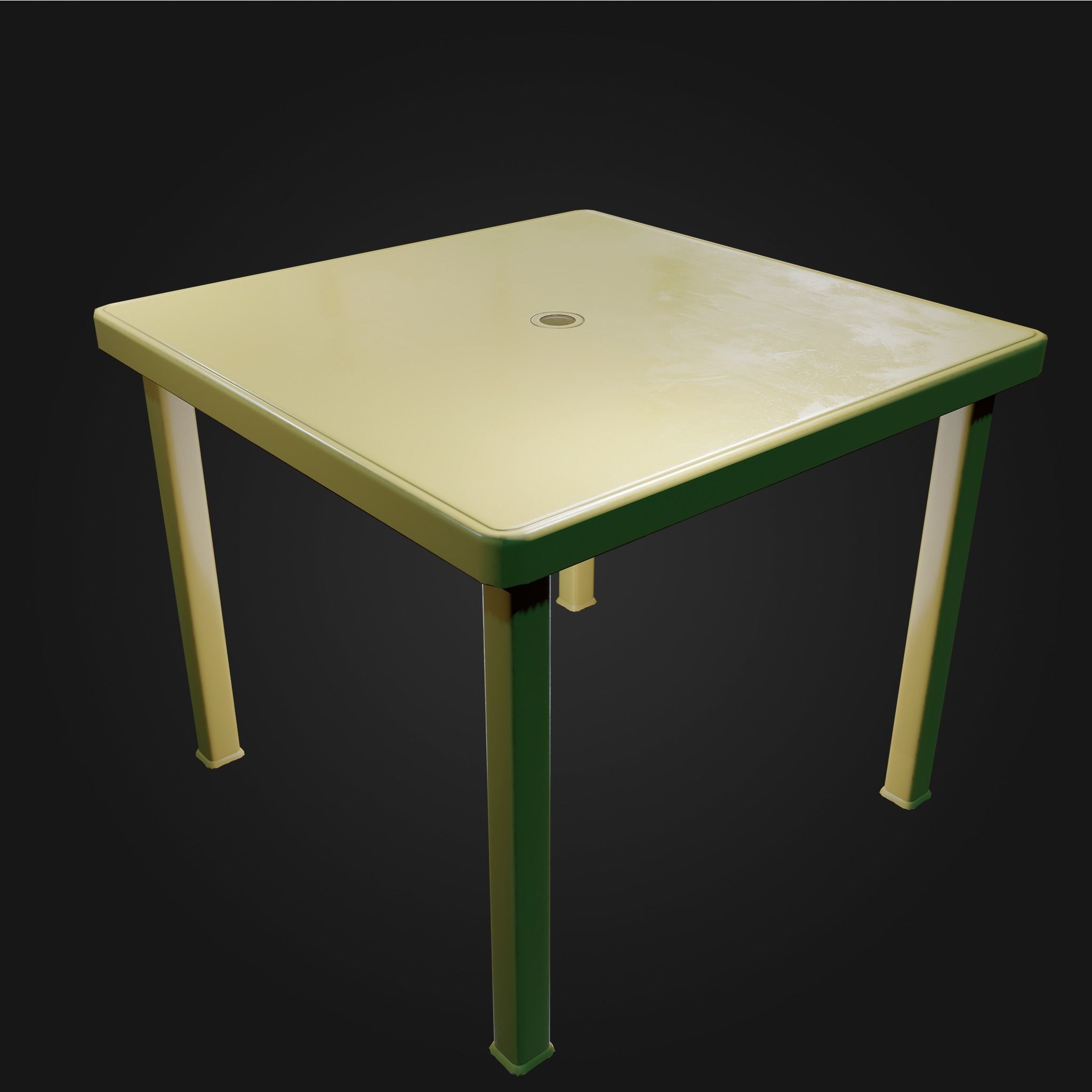 Plastic Table Square Garden VR AR Low Poly Game Ready 4 in 1 Low-poly 3D model_2
