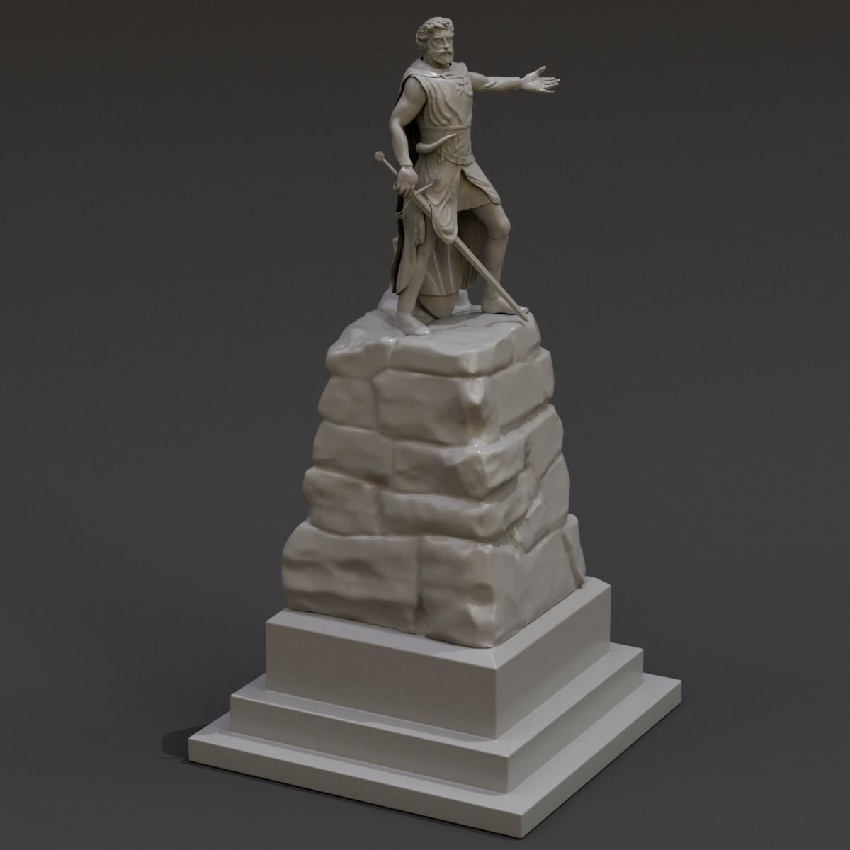 William Wallace Statue Low-poly 3D model_8