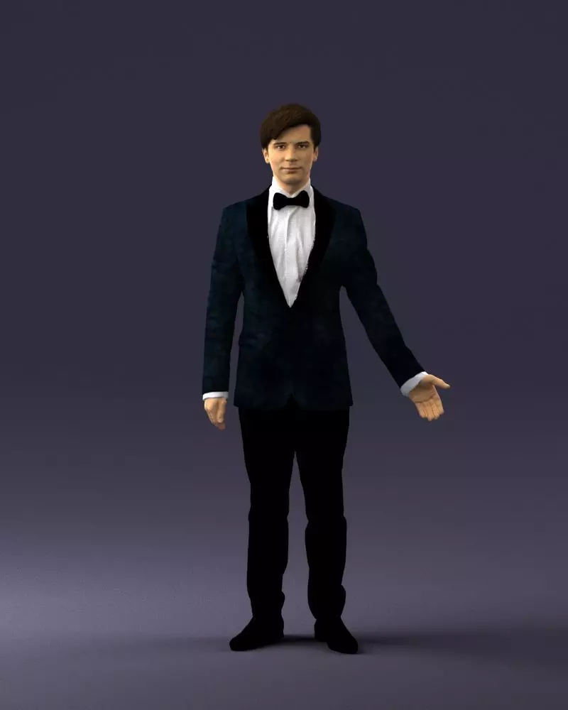 Boy in suit with bow tie 0462 3D print ready 3D print model