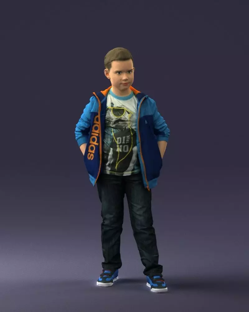 Boy in the blue jacket 0265 3D Print Ready 3D print model_0