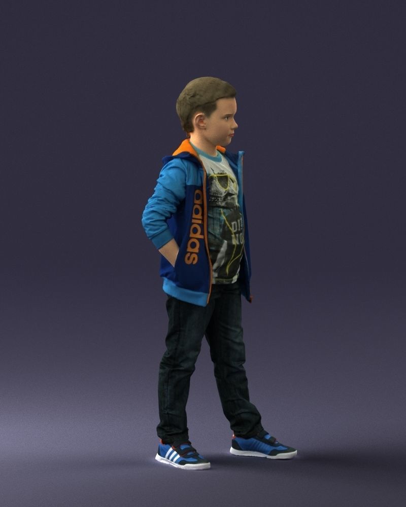 Boy in the blue jacket 0265 3D Print Ready 3D print model_9