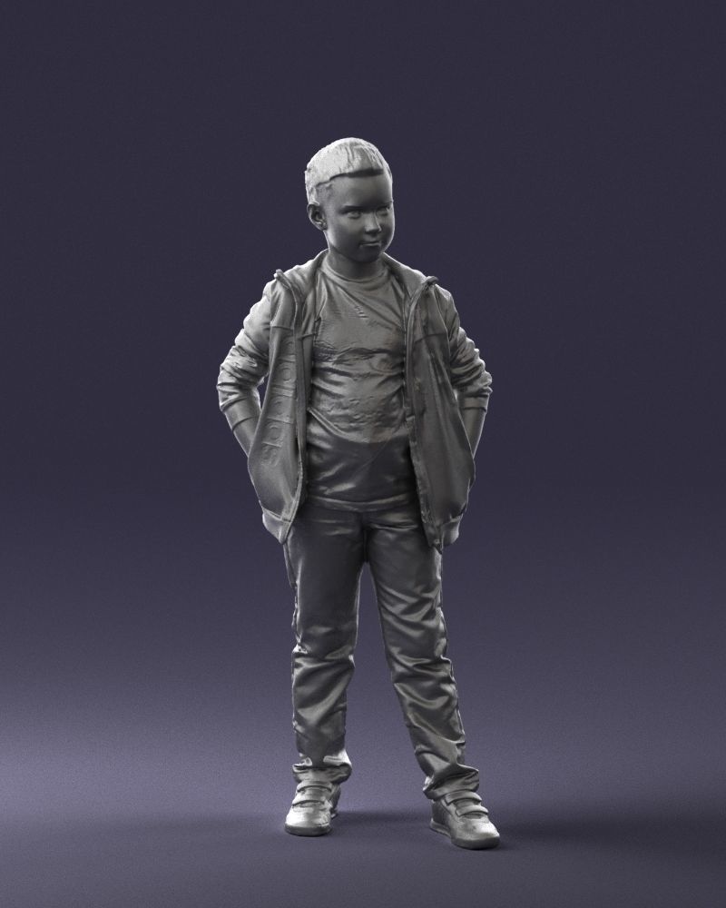 Boy in the blue jacket 0265 3D Print Ready 3D print model_4