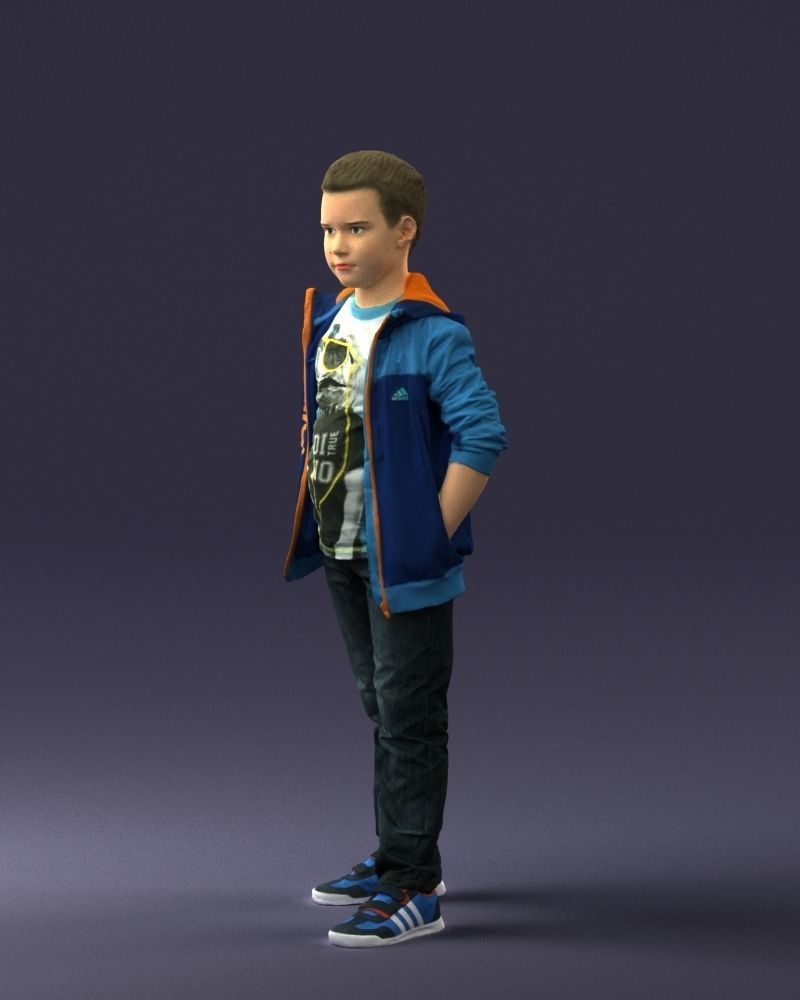 Boy in the blue jacket 0265 3D Print Ready 3D print model_27