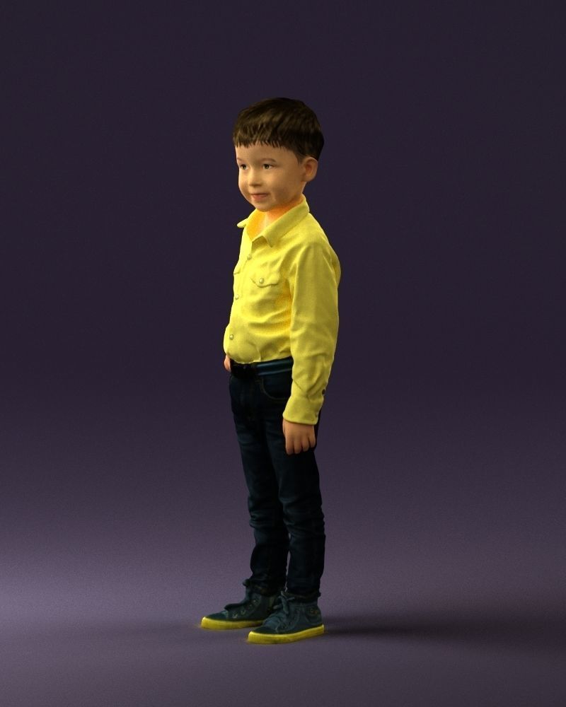 Boy in yellow tshirt 0664 3D model_27