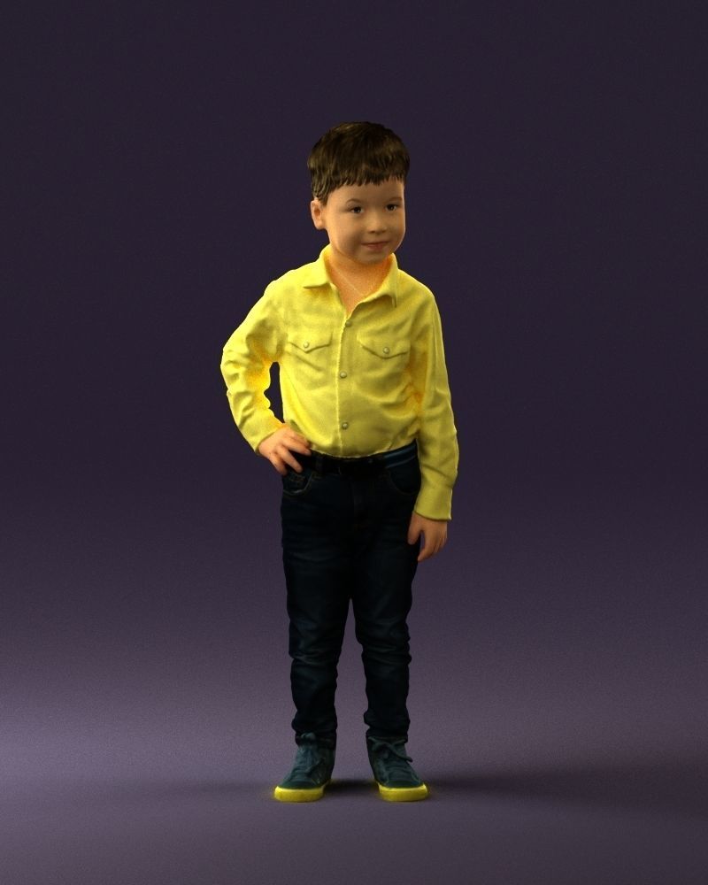 Boy in yellow tshirt 0664 3D model_36