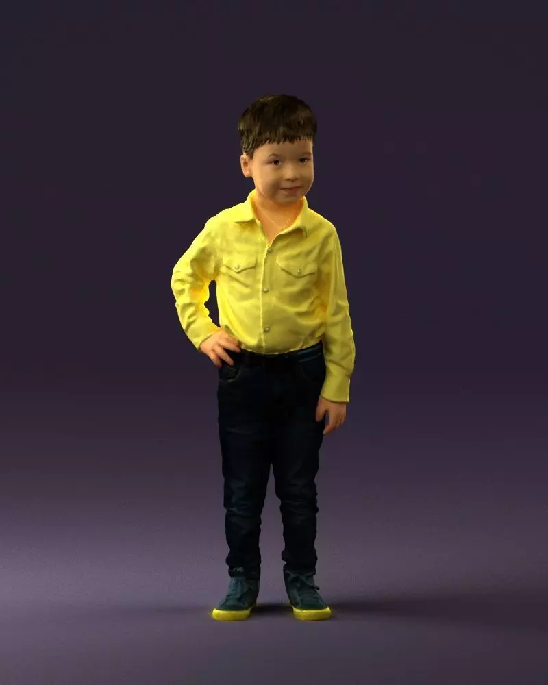 Boy in yellow tshirt 0664 3D model_0