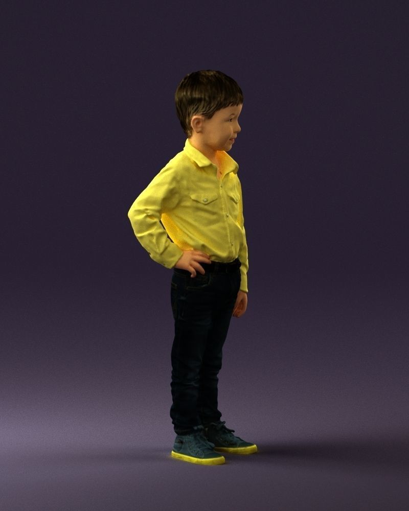 Boy in yellow tshirt 0664 3D model_9