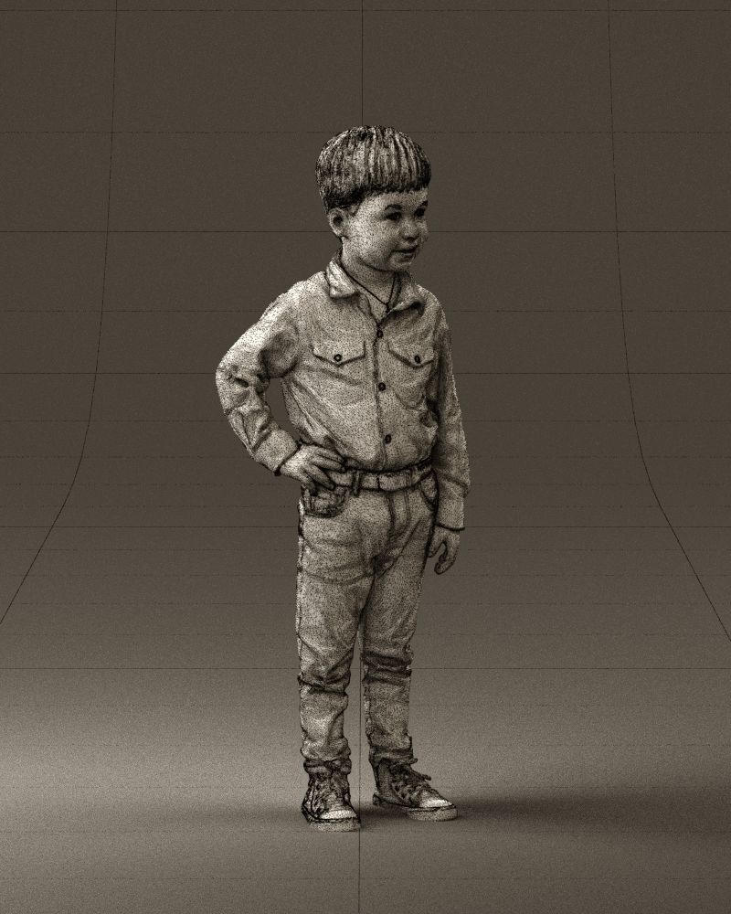 Boy in yellow tshirt 0664 3D model_8