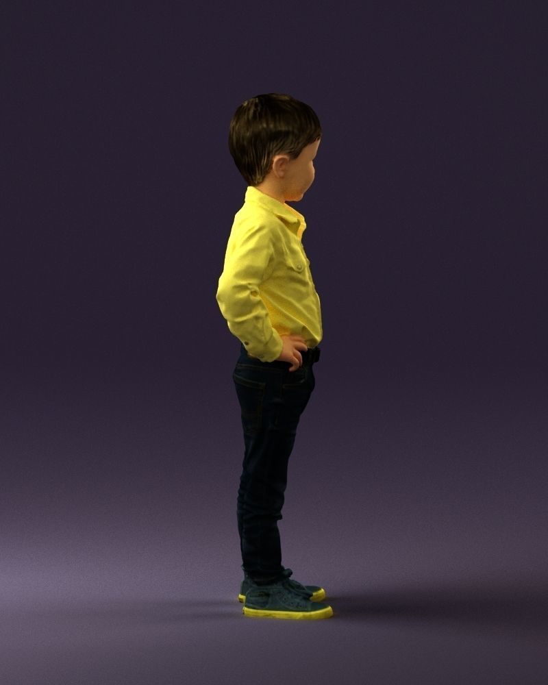 Boy in yellow tshirt 0664 3D model_12