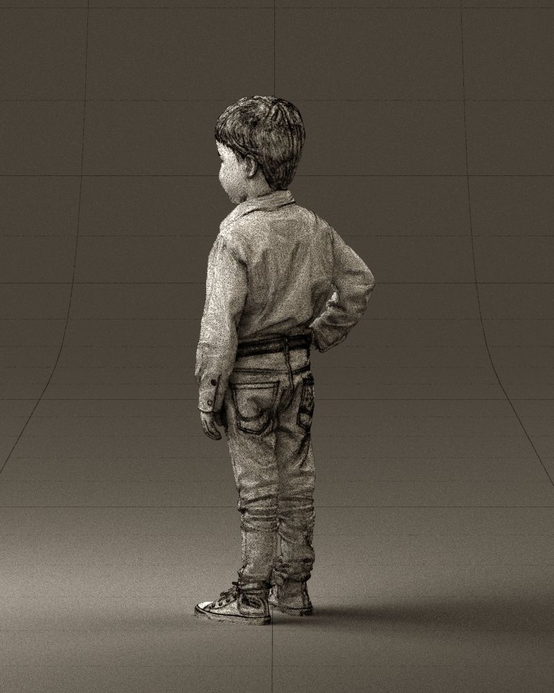 Boy in yellow tshirt 0664 3D model_23