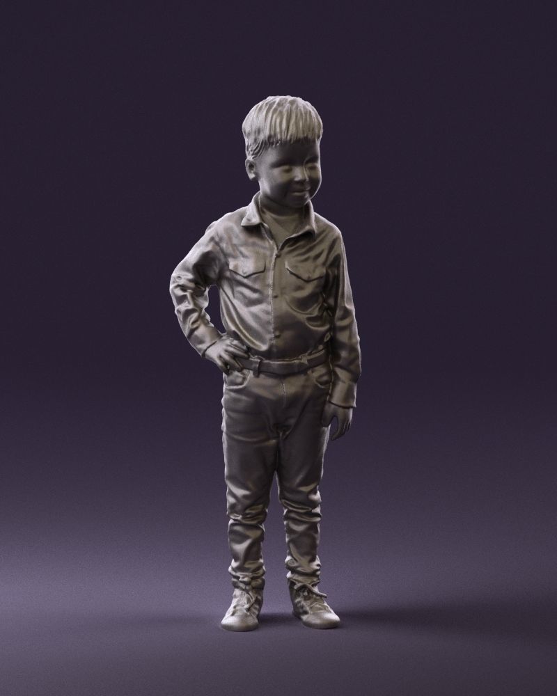 Boy in yellow tshirt 0664 3D model_4